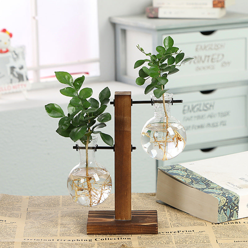 Creative Wooden Bottle Plant Vase